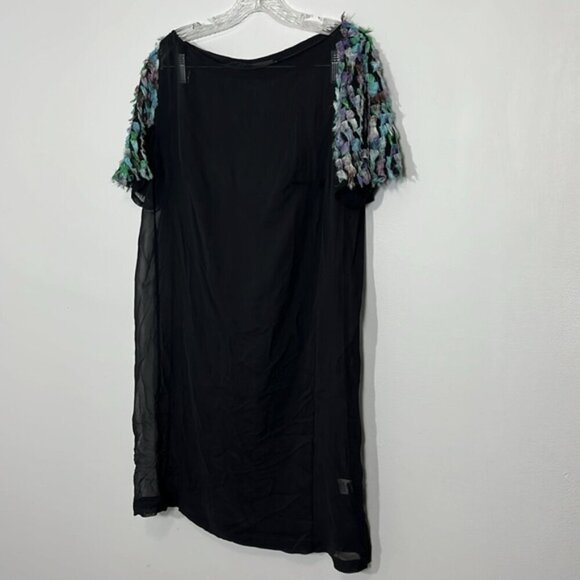 Antik Batik silk Black Dress with Colorful Sleeve Accents large - Picture 7 of 7